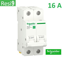Автоматический выключатель 2Р 16А, C, 6кА, Schneider Electric RESI9 (R9F12216)
